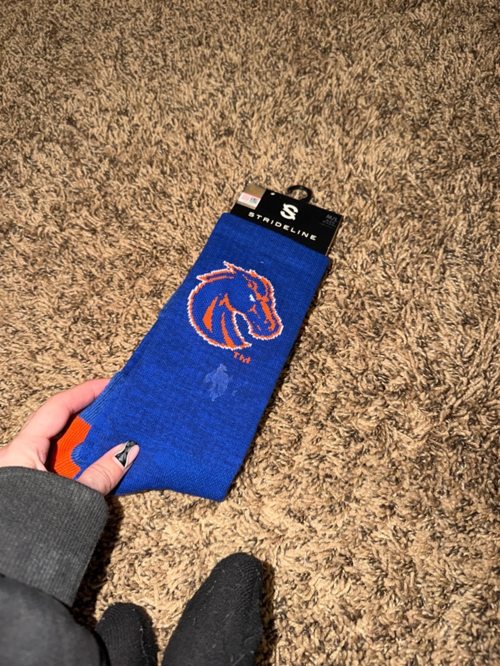 StrideLine Boise State Broncos Blue Crew Socks